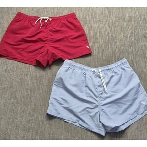 NWOT 2 pair of Manfinity solid swim trunks red/blue XL pockets drawstring mesh